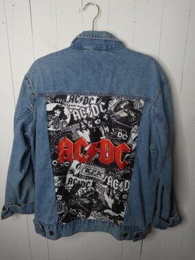 ACDC 2020 Adult L Leidseplein Denim Jean Jacket Button Up Graphic Back Cotton